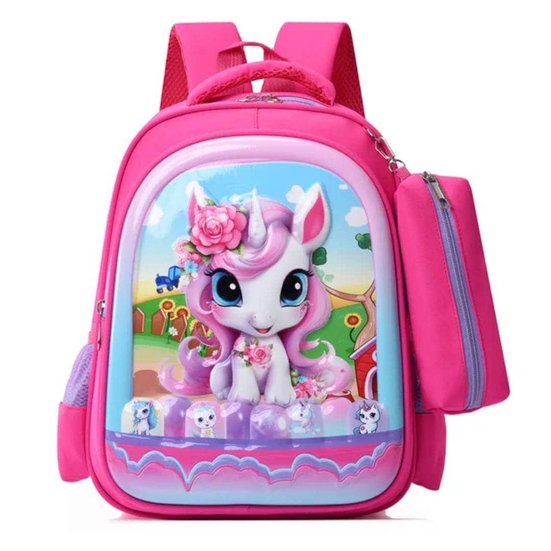 UrbanPack™ – Sac scolaire rose Felyza porté par une écolière souriante
