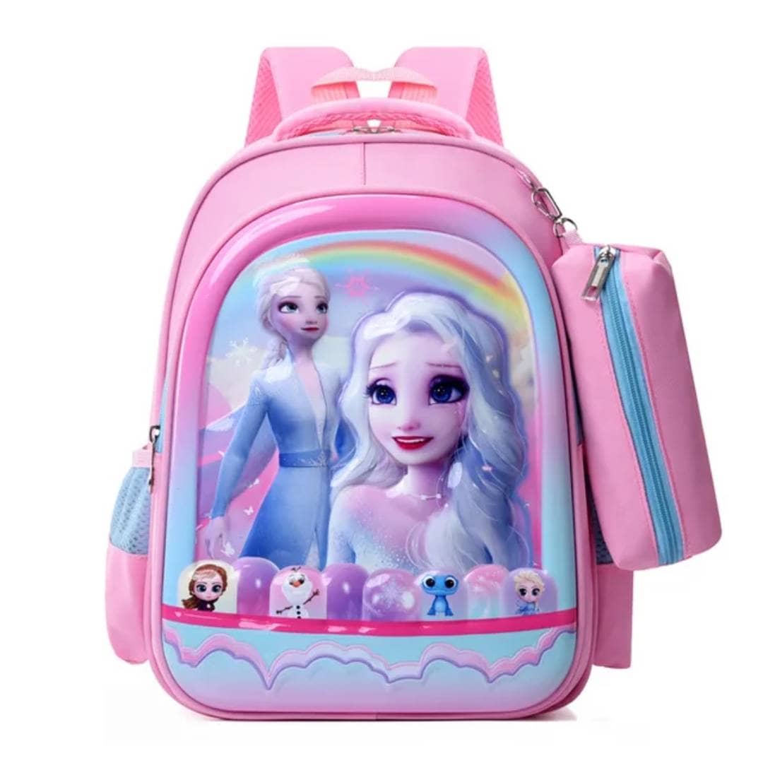 UrbanPack™ – Sac scolaire rose Felyza porté par une écolière souriante